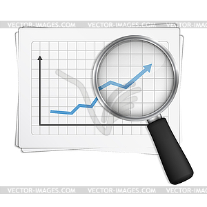 Chart and Magnifying Glass - vector clipart