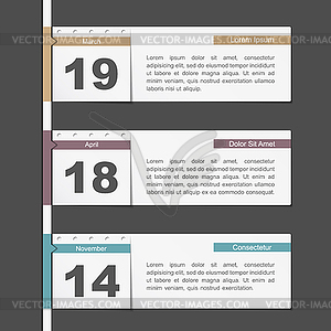 Timeline Design with Calendar Pages - vector clipart