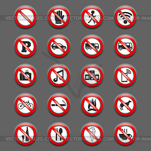 Prohibition Signs - color vector clipart