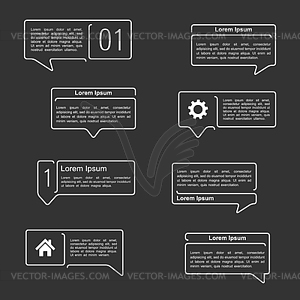 Flat Line Speech Bubbles - white & black vector clipart