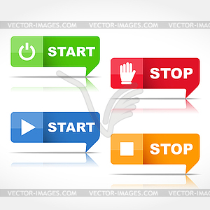 Start and Stop Buttons - vector clip art