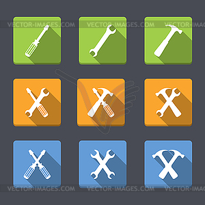 Flat Tools Icons - color vector clipart