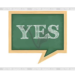 Blackboard with Word Yes - vector clipart