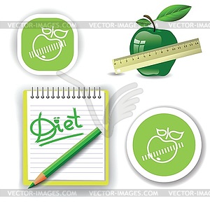 Diet icons - stock vector clipart