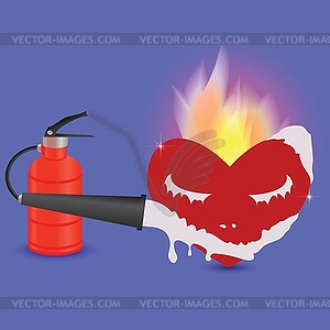 Огнетушитель и сердце - клипарт в векторном формате