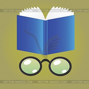 Book and glasses - vector image