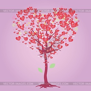 Pink heart tree - vector EPS clipart