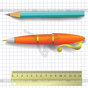 Ручка и карандаш - клипарт в векторном формате