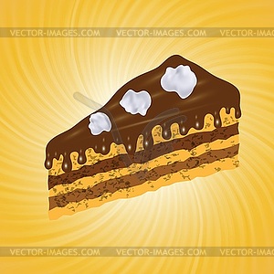 Piece of chocolate cake - vector clip art