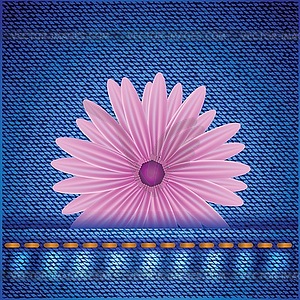 Flower on jeans background - vector clip art