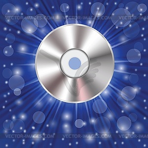 CD on blue background - vector image