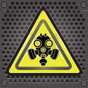 Yellow gas mask sign - vector clipart