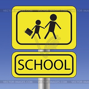 Yellow school sign - vector clipart