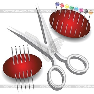 Scissors, needles and pins - vector clip art