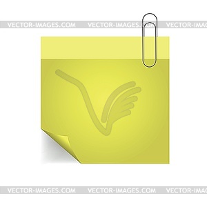 Yellow note with pin with paper pin - vector clipart