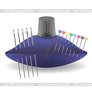 Needles and thimble - vector clipart