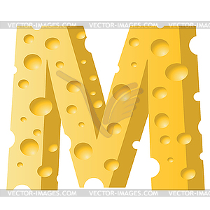 Cheese letter M - stock vector clipart