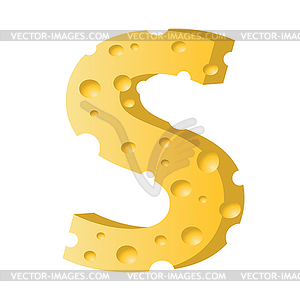 Cheese letter S - royalty-free vector image