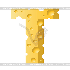 Cheese letter T - vector clip art