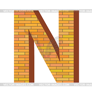 Brick letter N - vector image