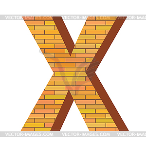 Brick letter X - color vector clipart