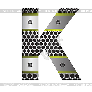 Perforated metal letter K - vector clip art