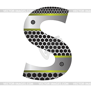 Perforated metal letter S - vector image