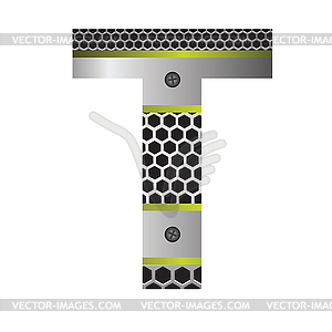 Perforated metal letter T - vector clip art