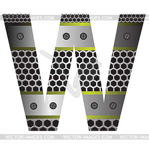 Perforated metal letter W - vector image