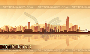 Hong Kong city skyline silhouette background - vector image