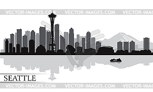 Seattle city skyline silhouette background - vector image