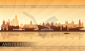 Amsterdam city skyline silhouette background - vector clipart