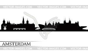 Amsterdam city skyline silhouette background - vector clipart