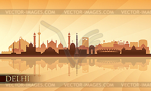 Delhi city skyline silhouette background - vector clip art