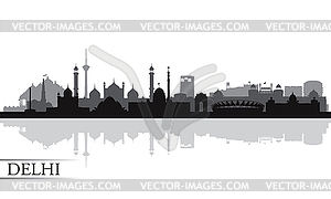 Delhi city skyline silhouette background - vector clipart