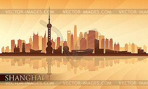 Shanghai city skyline silhouette background - vector clipart