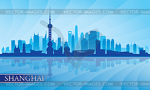 Shanghai city skyline silhouette background - vector clip art