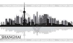 Shanghai city skyline silhouette background - vector clipart / vector image