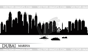 Dubai Marina City skyline silhouette background - vector image