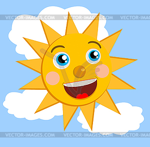 Merry sun on blue sky - vector clipart