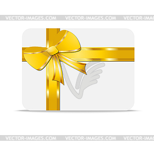 Greeting-card with yellow bow and mestome for text - vector image