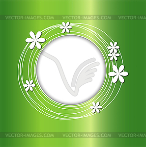 Green background with flowers for design - vector clip art