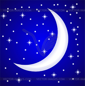 Night star sky and month - vector clipart