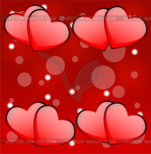 Ярко-красный фон с сердцем - изображение в векторном виде