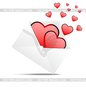 Envelope with hearts to day of saint Valentin - vector clipart