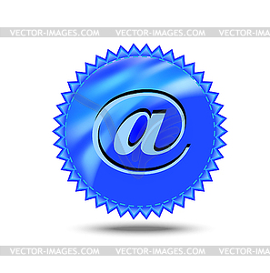 Sticker of blue color with icon of electronic letter - vector clipart