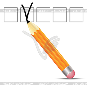 Pencil and squares with excellent signs - vector image