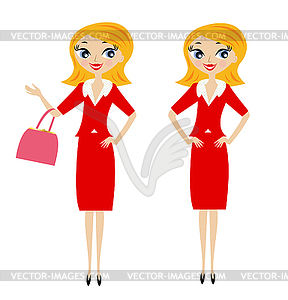 Young business woman in different pose - vector clip art