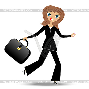 Young business woman hurry on work - vector image