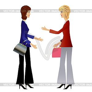 Two business woman speak - vector EPS clipart